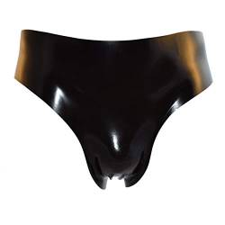 Rubberfashion Latex Slip - Latexslip Kurze Hot Pants hochgeschnitten mit Ausbuchtung - Latex Dessous für Herren Schwarz 0.4mm M von Rubberfashion