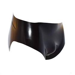 Rubberfashion Latex Slip - Latexslip Kurze Hot Pants mit Ausbuchtung - Latex Dessous für Herren Schwarz 0.4mm L von Rubberfashion