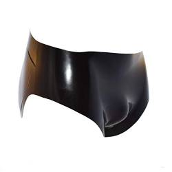 Rubberfashion Latex Slip - Latexslip Kurze Hot Pants mit Ausbuchtung - Latex Dessous für Herren Schwarz 0.4mm M von Rubberfashion