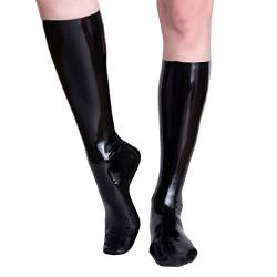 Rubberfashion Latex Socken kurz - Rubber Latexsocken wadenlang - Latex Strümpfe für Damen und Herren schwarz 0.4mm XL von Rubberfashion