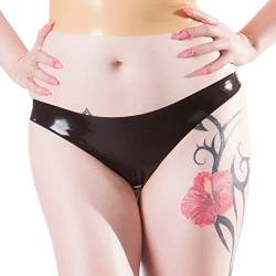 Rubberfashion Latex Tanga Slip - Sexy String Glanz - Gummi Dessous Rubber Hose für Damen schwarz 0.4mm XL von Rubberfashion