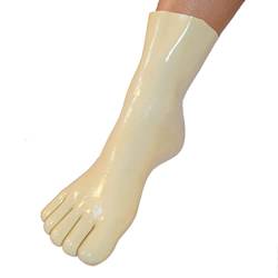 Rubberfashion Latex Zehen Socken kurz - extra dicke -Zehensocken knöchel lang - Latex Strümpfe für Damen und Herren weiss 0.8mm L von Rubberfashion