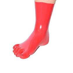 Rubberfashion Latex Zehensocke lang - extra dicke - Latex Zehen Socken wadenlang - Latex Strümpfe für Damen und Herren rot 0.8mm M von Rubberfashion