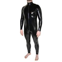 Rubberfashion PVC Lack Catsuit - Ganzkörperanzug - Overall Jumpsuit Herren Langarm - Lack Catsuit ouvert Lack Schwarz L von Rubberfashion