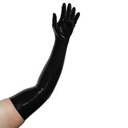 Rubberfashion lange Latex Handschuhe - Latexhandschuhe lang bis zum Oberarm für Damen und Herren Paar schwarz 0.4mm XS von Rubberfashion