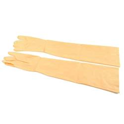 Rubberfashion lange Latex Handschuhe - Latexhandschuhe lang - heavy rubber - bis zum Oberarm für Damen und Herren Paar hautfarbe 0.8mm M von Rubberfashion