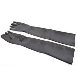Rubberfashion lange Latex Handschuhe - Latexhandschuhe lang - heavy rubber - bis zum Oberarm für Damen und Herren Paar schwarz 0.8mm XS von Rubberfashion