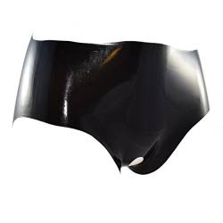 Rubberfashion sexy Latex Slip Schritt offen - Rubber Hose Latexslip mit Loch - Latex Dessous Pants für Damen und Herren schwarz 0.4mm XXXL von Rubberfashion