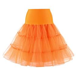 Rubehoow Damen 26" Langer Tutus Petticoat Langer Unterrock für formelle Kleidung (Orange, XL) von Rubehoow