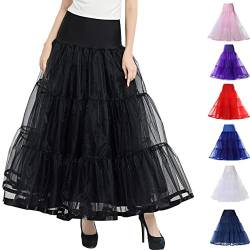 Rubehoow Damen 39" knöchellang Petticoats für Abschlussball Abend Brautkleid (Schwarz, S/M) von Rubehoow