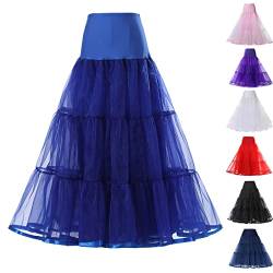 Rubehoow Damen Knöchellanger Hochzeitspetticoat Langer Unterrock für Damen in Übergröße (Blau, L/XL) von Rubehoow