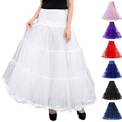 Rubehoow Damen Knöchellanger Hochzeitspetticoat Langer Unterrock für Damen in Übergröße (Weiß, L/XL) von Rubehoow