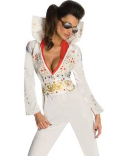 Rubie's Elvis Damen Secret Wishes Sexy Jumpsuit Kostüm, Weiss/opulenter Garten, XS von Rubie's