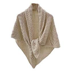 Rubruan Damen Dreieckschal Schultertuch Umhang – Frühling Herbst Winter Gestrickt Warm Dekorativ Umschlagtuch Schal Halstuch Kopftuch Dreieckstuch für Frauen Mädchen - Strickwolle (Beige) von Rubruan