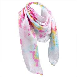 Rubruan Damen Seidentuch Halstuch Seidenschal – Chinesische Luxuriöse 100% Echte Maulbeerseide Naturfaser Handarbeit Färbung Tie-Dye Batik Vierecktuch Kopftuch – 90 x 90 cm (Rosa&Weiß) von Rubruan