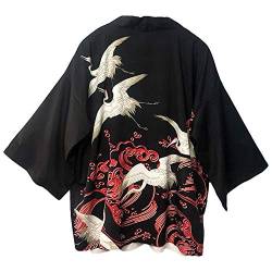 Rubruan Japanische Kimonos Damen Kleidung - Traditionelle Haori Kostüme Robe Tokio Harajuku Drachen Kraniche Muster Antike Jacke Nachthemd Bademantel Nachtwäsche von Rubruan