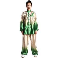Rubruan Tai Chi Uniform Damen Anzug - Chinesische Kampfkunst Taiji Wushu Wing Chun Shaolin Kung Fu Training Kleidung Trainingsauzug Farbübergang Langarm Set für Frauen Mädchen Anfänger von Rubruan
