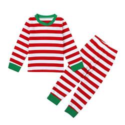 badeponcho Kinder Kleinkind Kinder Baby Jungen Mädchen Sets Pyjamas Weihnachten Nachtwäsche Gestreiftes T-Shirt Hosen Outfits Kleidung Set Baby Schlafanzug (Red, 2-3 Years) von Rubu22a