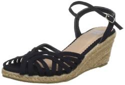 Ruby Brown Damen High Jute Wedges Knöchelriemchen, Schwarz (Black 001) von Ruby Brown