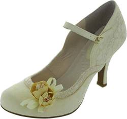 Ruby Shoo Damen Pumps Silvia Florale Riemchen Schuhe Geschlossen (40, Vanillegelb) von Ruby Shoo