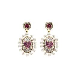 Rue Des Mille Oval woman earrings Galactica heart and zircons ORZ-013 M5 AU 925 Silver von Rue Des Mille