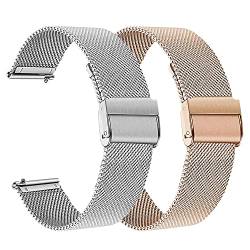 RuenTech Metallarmband kompatibel für TUYOMA Smartwatch 1,28 Zoll Edelstahl Uhrenarmband für TUYOMA LW36 Smartwatch (Silber+Roségold) von RuenTech
