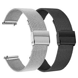 RuenTech Metallarmband kompatibel für TUYOMA Smartwatch 1,28 Zoll Edelstahl Uhrenarmband für TUYOMA LW36 Smartwatch (Silber+Schwarz) von RuenTech