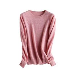 Ruereuu Cashmere Sweater Damen Pullover O Neck Knit Pullover, rose, XL von Ruereuu