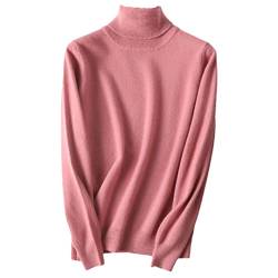 Ruereuu Damen Kaschmir Rollkragenpullover Vielseitiger Strickpullover, rose, M von Ruereuu