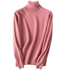 Ruereuu Damen Merino Kaschmir Rollkragen Strick Pullover Sweater, rose, XL von Ruereuu