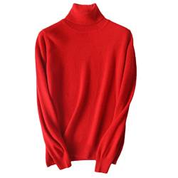Ruereuu Damen Merino Kaschmir Rollkragen Strick Pullover Sweater, rot, XX-Large von Ruereuu