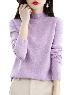 Ruereuu Damen Merino Kaschmir Strick Pullover Rollkragen Pullover Warm Pullover, hellviolett, M von Ruereuu