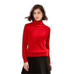 Ruereuu Damen Thermo-Pullover aus Kaschmir mit Rollkragen, rot, S von Ruereuu