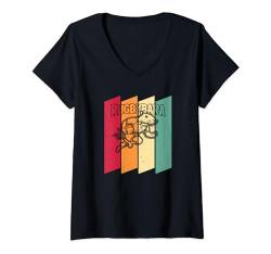 Damen Retro Rugby Teamsport - Sport Spieler Ball Vintage Rugby T-Shirt mit V-Ausschnitt von Rugby Geschenke & Ideen