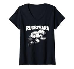 Damen Rugby Sport Spieler Ball - Teamsport Rugby T-Shirt mit V-Ausschnitt von Rugby Geschenke & Ideen