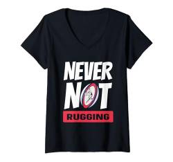 Damen Rugby - Teamsport Spieler Sport Ball Rugby T-Shirt mit V-Ausschnitt von Rugby Geschenke & Ideen