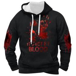 RuiGuio 2023 I'm Ok It's Not My Blood Herren Bedrucktes Hoodies lässiges Langarm-Sweatshirt Weiches Bedrucktes Hemd 2023 Winter-Sweatshirt-Oberteil (Black, XXXL) von RuiGuio