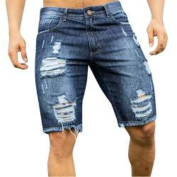 RuiGuio Herren Kurz Shorts Sommer Herren Denim Zerrissen Lässige Jeans Bermuda Herren Kurz Sommerliche Jeanshose (Blau, XXL) von RuiGuio