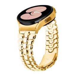 RuiRdot Watchband Kompatibel mit Galaxy Watch 6 40mm 44mm, Atmungsaktiv Edelstahl Smart Armband Armband für Frauen Männer für Galaxy Watch 6 Classic 43mm 47mm (Gold) von RuiRdot