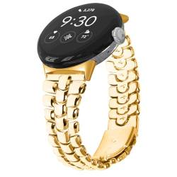 RuiRdot Watchband kompatibel mit Google Pixel Watch 2022/Google Pixel 2 Watch 2023, einstellbare atmungsaktive Edelstahl Smart Armband Armband für Frauen Männer (Gold) von RuiRdot