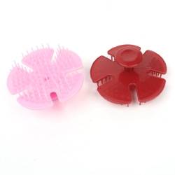 Ruilogod 2 Stück Kunststoff Haar Kopf Körperkopfhaut-Massage Shampoo Pinsel Rot Rosa von Ruilogod