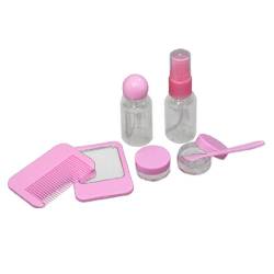 Ruilogod 7 in 1 reise mini rosa kamm spiegel kunststoff flaschen boxen sauberes kit von Ruilogod