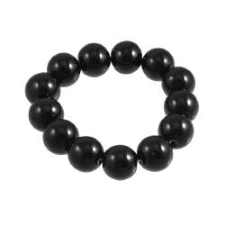 Ruilogod Lady Black Plastic 15mm Runde Perlen Dehnbare Armband Armband Ornament von Ruilogod