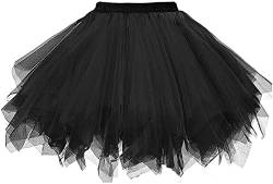 Ruiuzioong Damen Tüllrock tütü Rock 50er Rockabilly Petticoat Tutu Unterrock Kurz Ballett Tanzkleid Cosplay Ballkleid Abendkleid (L,Schwarz) von Ruiuzioong