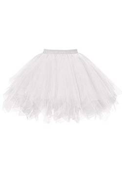 Ruiuzioong Damen Tüllrock tütü Rock 50er Rockabilly Petticoat Tutu Unterrock Kurz Ballett Tanzkleid Cosplay Ballkleid Abendkleid (L,Weiß) von Ruiuzioong