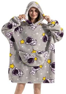 Ruiuzioong Übergroße Hoodie Decke Sweatshirt,Bequeme Decke Kapuzenpullover warmes Sweatshirt für Damen Herren Teenager Geschenk (Astronauten) von Ruiuzioong