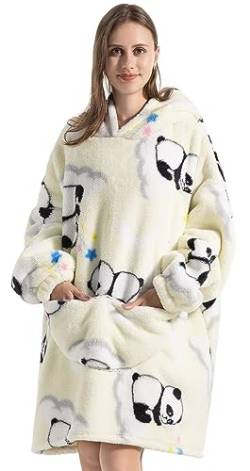 Ruiuzioong Übergroße Hoodie Decke Sweatshirt,Bequeme Decke Kapuzenpullover warmes Sweatshirt für Damen Herren Teenager Geschenk (Weißer Panda) von Ruiuzioong