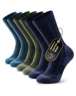 Ruixue Merino Wandersocken Herren & Damen, Outdoor Socken Trekkingsocken, Merinowolle Sportsocken Laufsocken Sneakersocken für Herren, Damen & Kinder[3 Paar] von Ruixue