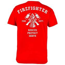 Rule Out Herren Feuerwehr T-Shirt. Firefighter. Rescue. Protect. Serve. Casual Wear (Größe XLarge) von Rule Out