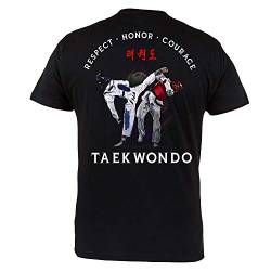 Rule Out Herren Kampfkunst T-Shirt. Taekwondo. Respect. Honor. Courage. Casual Wear (Größe Small) von Rule Out